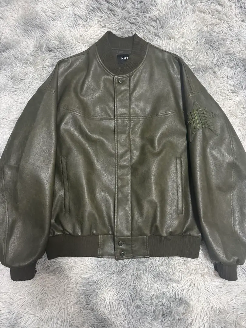 【HUF】レザージャケット　FRESHIES TRUCKER JACKET Huf Worldwide Freshies Trucker Jacket/Jacket/M/ Leather/Blk