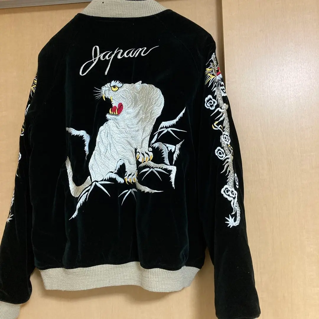 梵殷 ファイン スカジャン ベロア 鶴亀 富士山 刺繍 リバーシブル 2way 梵殷 ファイン スカジャン ベロア 鶴亀 富士山 刺繍