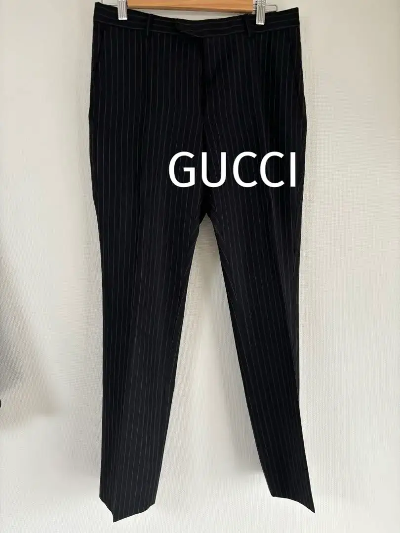 【値下げ中‼️】GUCCI ストライプ ブラック スラックス 44 値下げ中‼️】GUCCI ストライプ ブラック スラックス 44