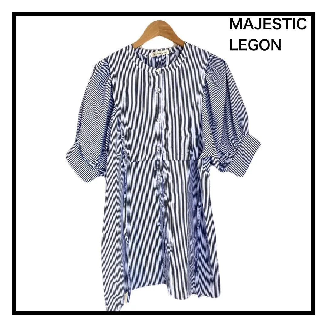 Thumbnail of Majestic Legon Stripe Layered-like Tunic Dress Short Sleeve