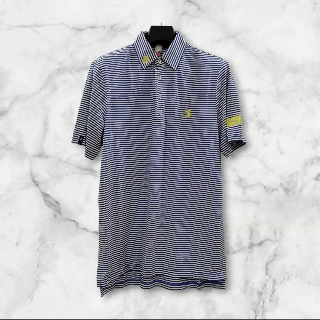 未使用　スコッティキャメロン　青と白のストライプ ポロシャツ　サークルT 未使用 スコッティキャメロン 青と白のストライプ ポロシャツ