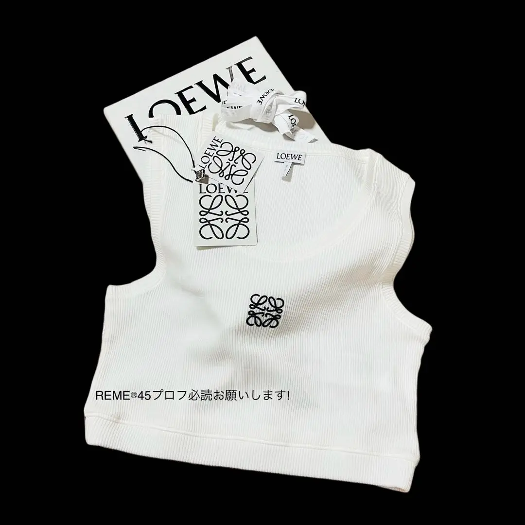 【未使用】正規品 LOEWE ロエベ クロップド アナグラム 刺繍 タンクトップ ロエベ - クロップド アナグラム タンクトップ (コットン) | HBX