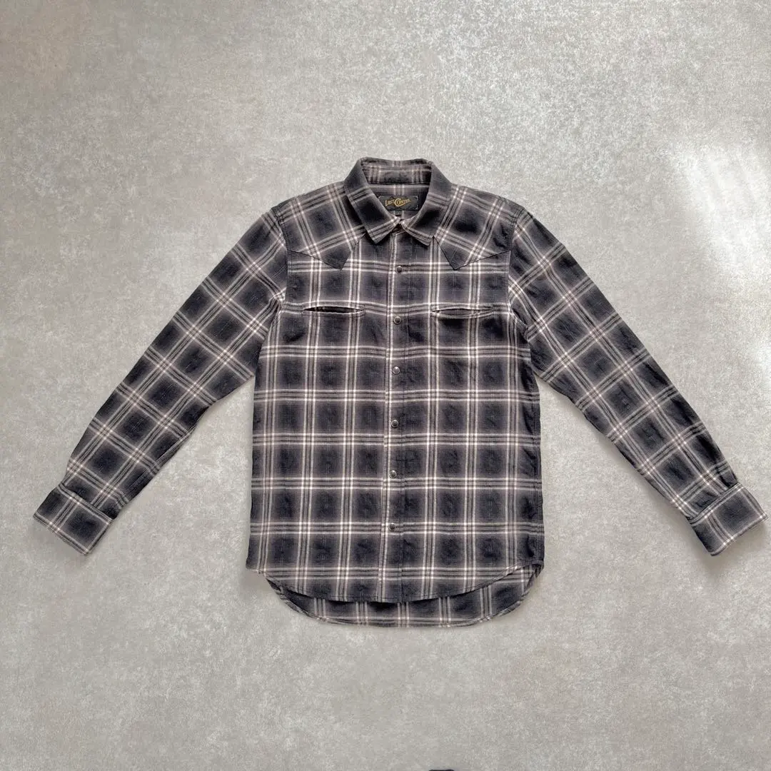 Thumbnail of Lost Control Ombre Check Flannel Shirt - Black