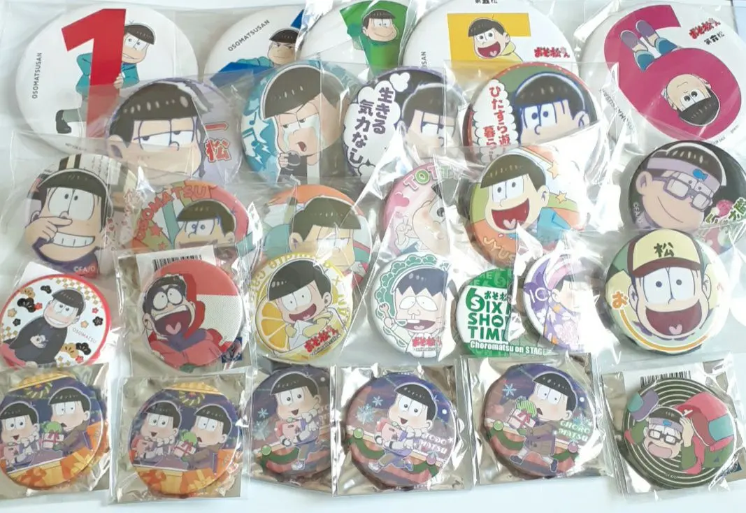 Thumbnail of Large Lot of Can Badge Sets: Osomatsu-san Set for Bag Decoration, etc.