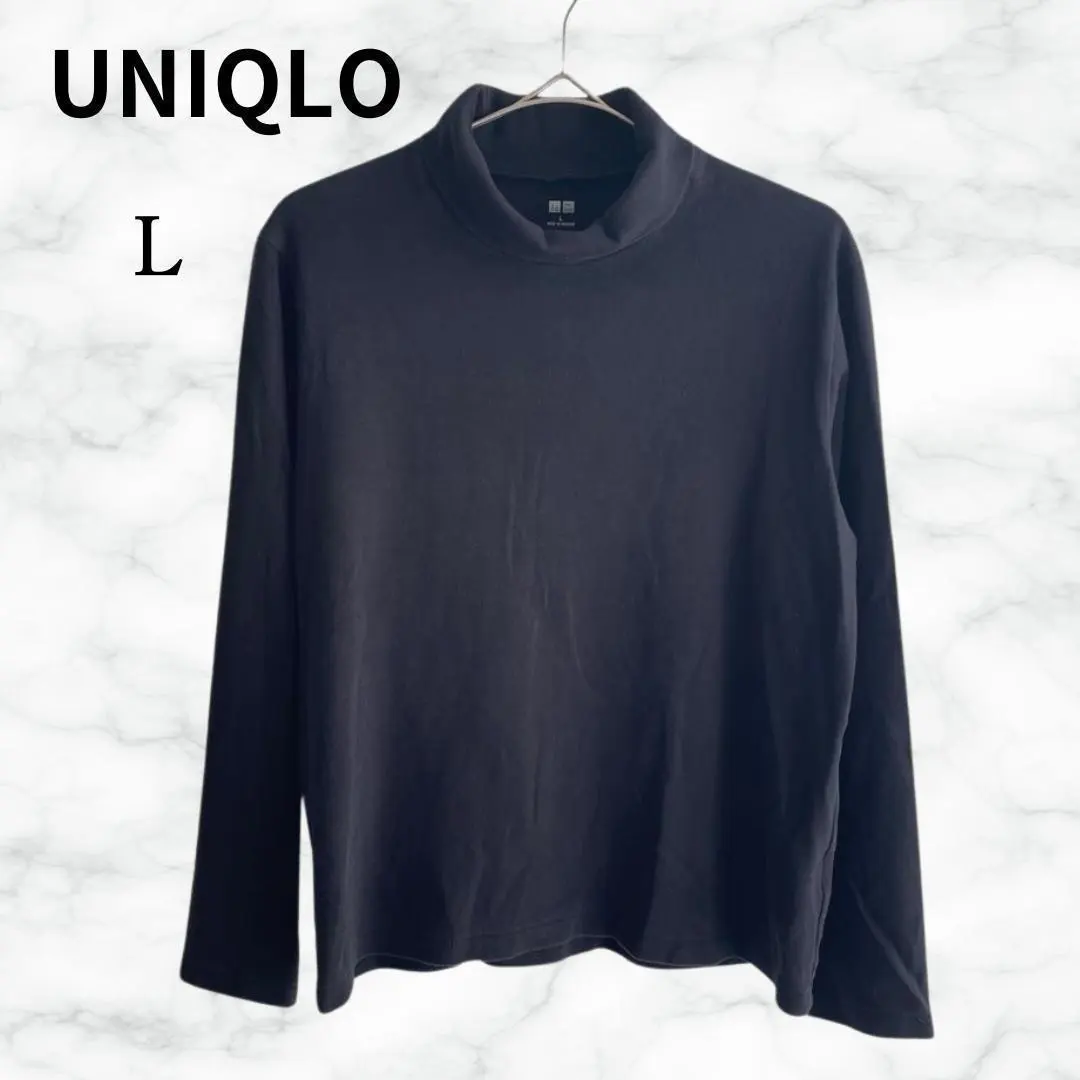 【優衣庫】女裝 長袖 高領 黑色 L碼 針織衫 的縮圖