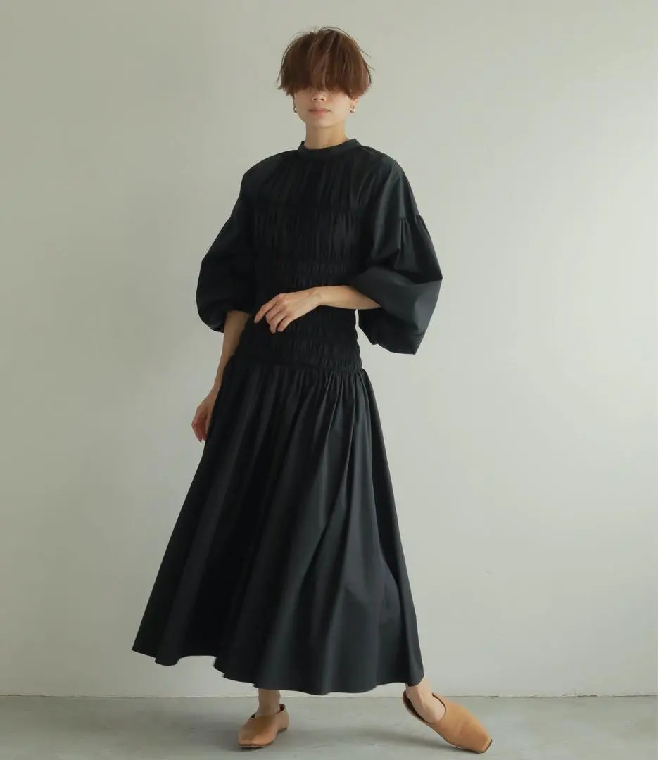 Thumbnail of ETRE TOKYO One-part Shirring Dress, Long Length, Navy, Free Size