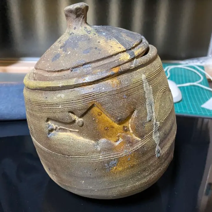 中川伊作　知花南蛮焼　水指 中川伊作 知花南蛮焼き 花いけ 水指 工芸品