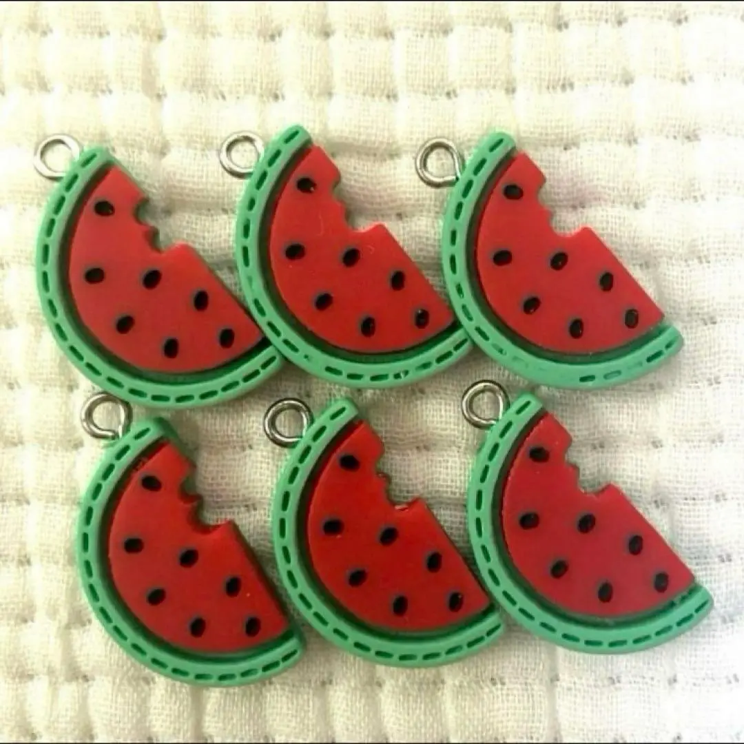 Thumbnail of Brand new, unused watermelon charms, 6 pieces, plastic charms