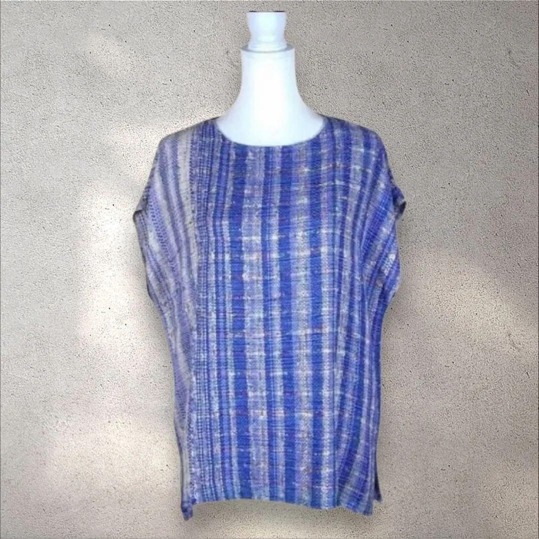 SAORI hand woven 古着 手織り 編み フリンジ 半袖チュニック SAORI hand woven 古着 手織り 編み フリンジ 半袖チュニック