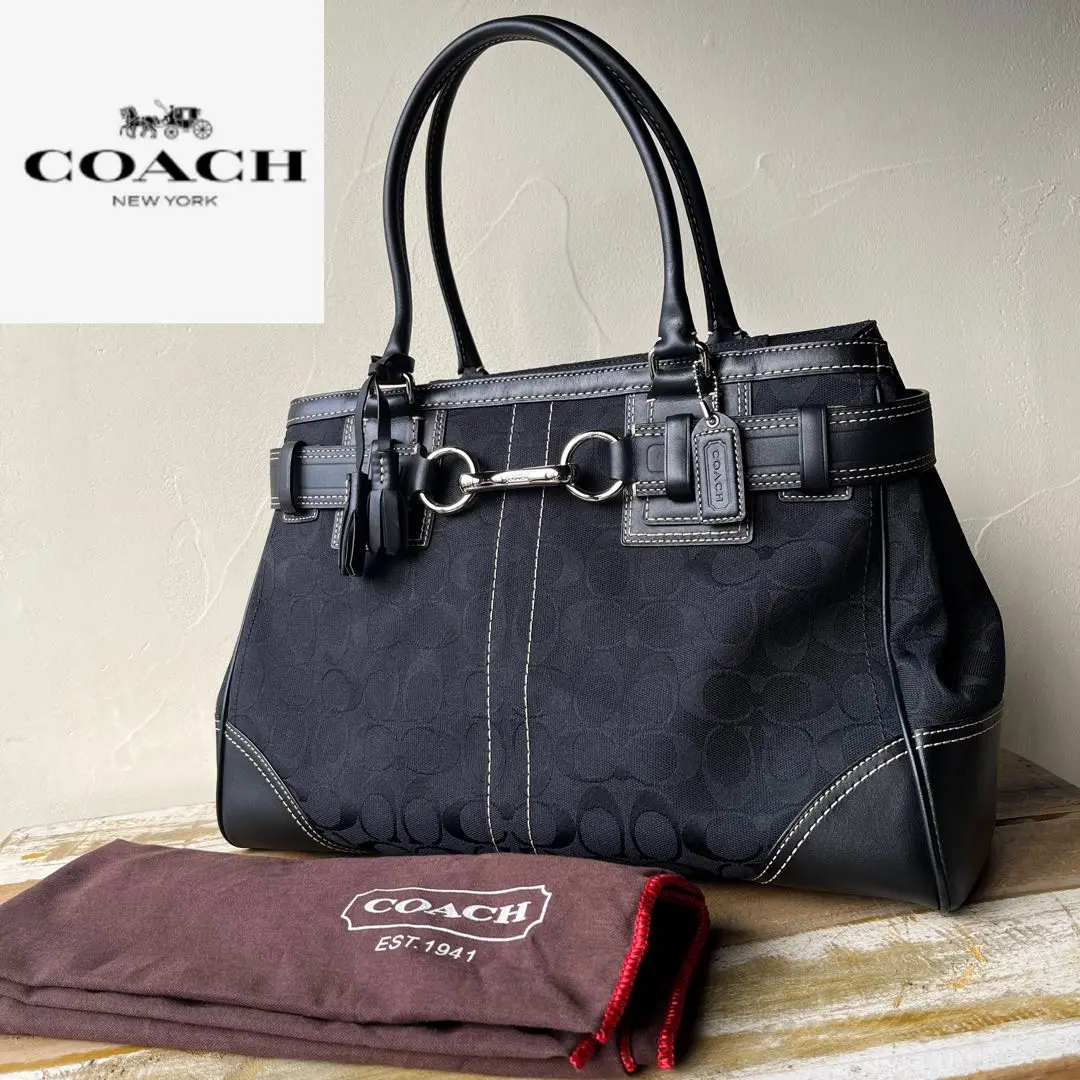 コーチ　ハンドバッグ　肩掛け可　シグネチャー　トートバッグ　タッセル　10246 COACH - コーチ トートバッグ 肩掛け可 大容量 A4可