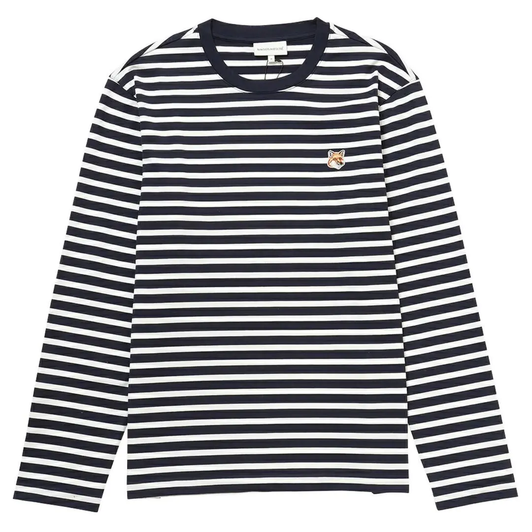 希少 メゾンキツネ 上質 ボーダー ワッペン L/S TEE 希少 メゾンキツネ 上質 ボーダー ワッペン L/S TEE