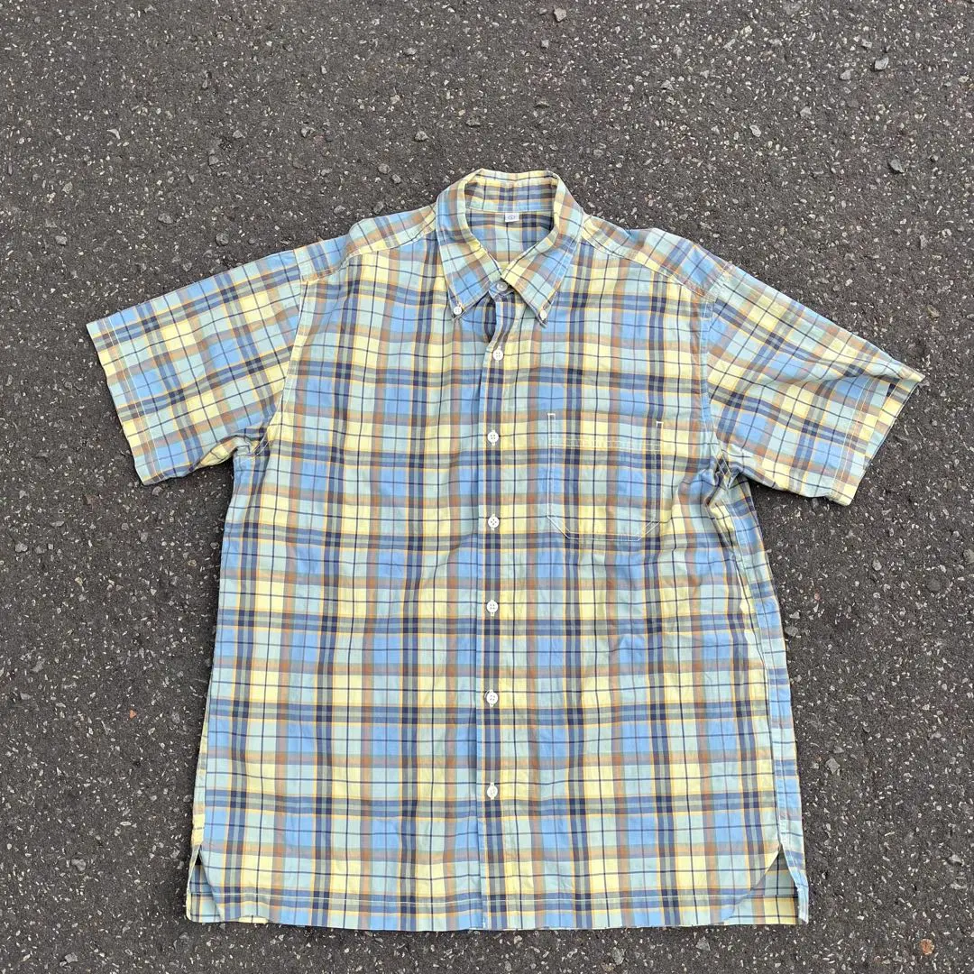 00年代 OLD UNIQLO 優衣庫 短袖襯衫 格紋 黃色 city 的縮圖