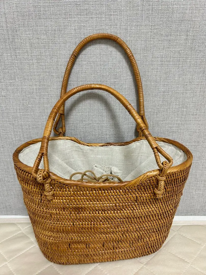 Demi-Luxe BEAMS◆MUUN ショルダー付き カゴバッグ 美品 Demi-Luxe BEAMS MUUN / ミニ GEORGE ショルダー付き ソリッド