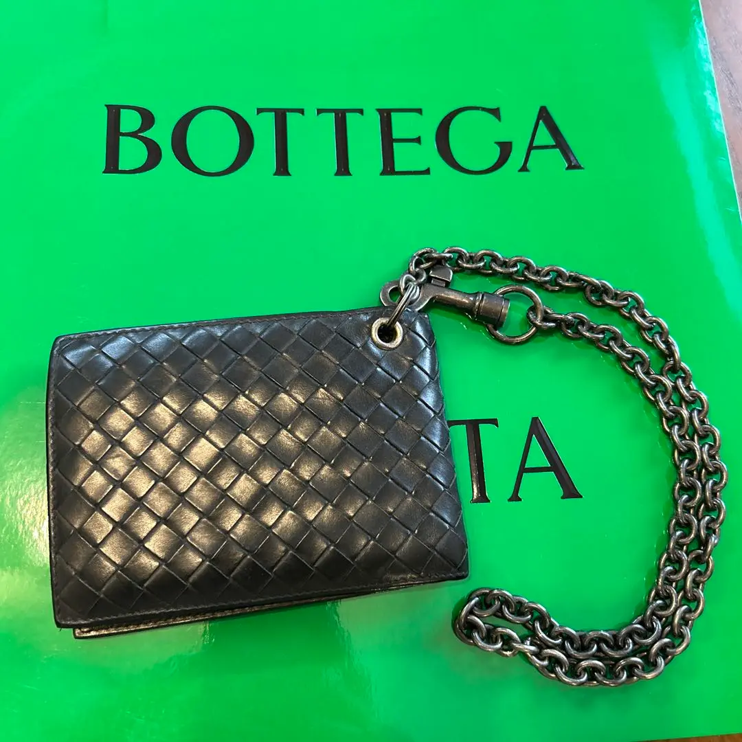 ボッテガヴェネタ　ウォレットチェーン 真鍮編み込みbottega veneta ♢BOTTEGA VENETA♢チェーンウォレット☆正規品☆ (BOTTEGA