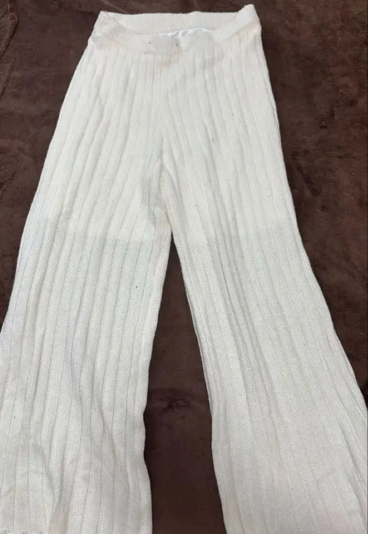 Thumbnail of White Ribbed Flare Pants
