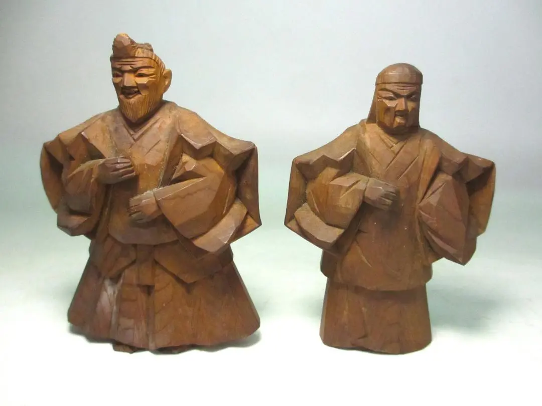 高砂人形　一位一刀彫　北出広之 作　木彫り　置物　時代物 高砂人形 一位一刀彫 北出広之 作 木彫り 置物 時代物 高砂人形 一位