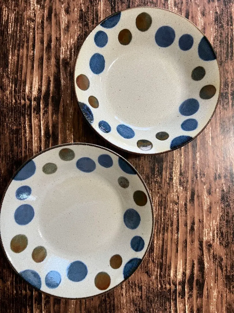 Thumbnail of Okinawa Yachimun Style Dot 21.5cm Pasta Plates, 2 Pieces, Japanese Tableware, Mino Ware, Stylish, Porcelain
