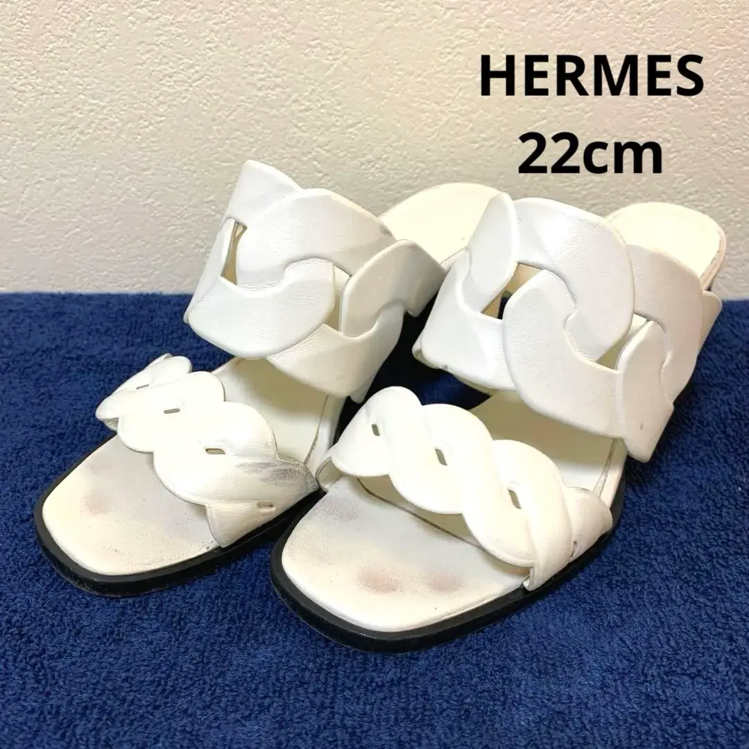 エルメス　サンダル　ギャビー　未使用新品 9500 未使用 エルメス ギャビー レザー サンダル ホワイト