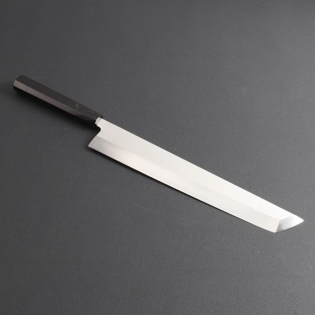 ほぼ未使用●丸越産業 鱧切り包丁● 本焼き 鏡面仕上げ 黒檀柄 白木鞘 合金鋼 ほぼ未使用○丸越産業 鱧切り包丁○ 本焼き 鏡面仕上げ 黒檀柄