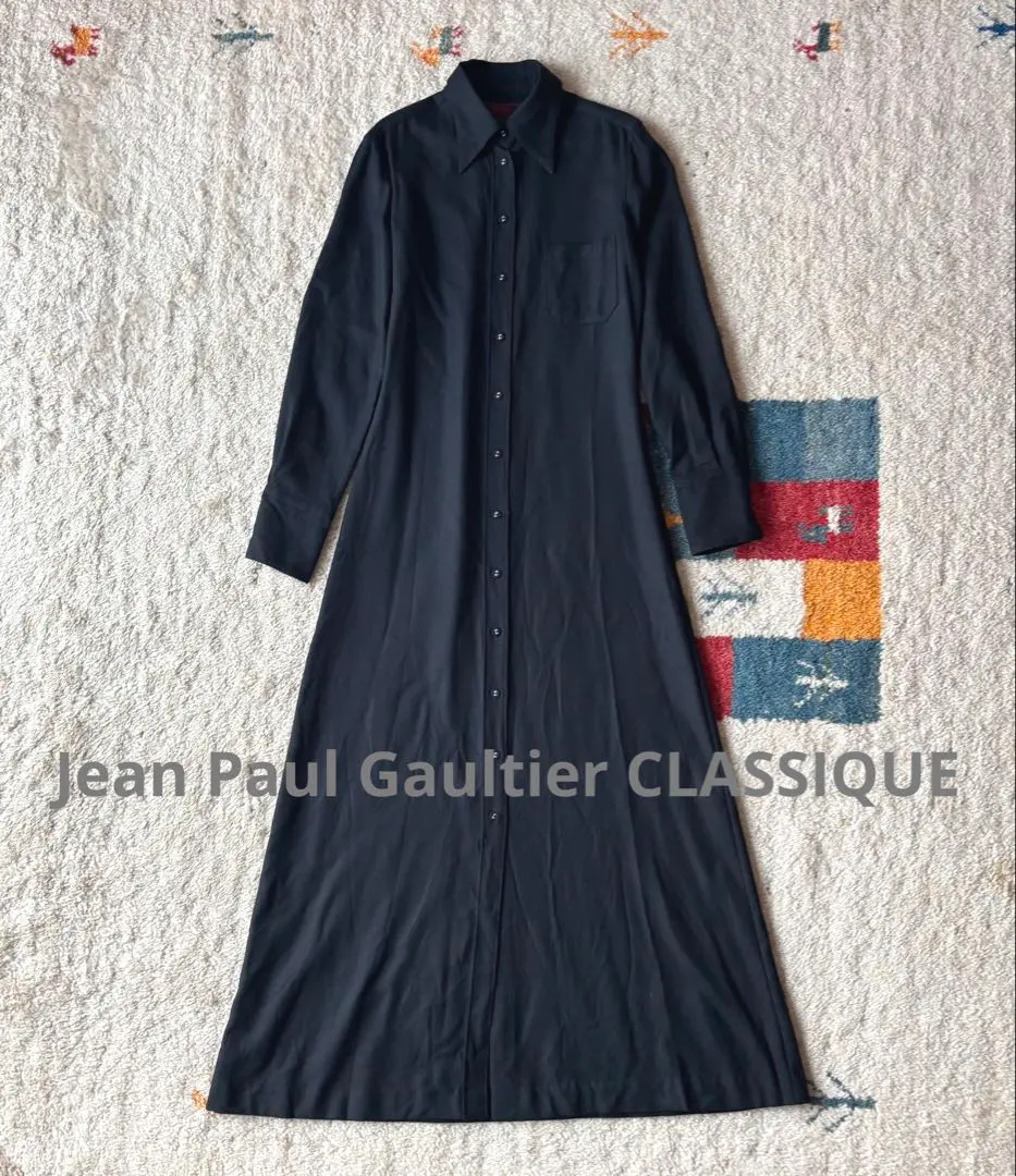 Thumbnail of Jean Paul Gaultier Classic Wool Long Shirt Dress Black Maxi 90s