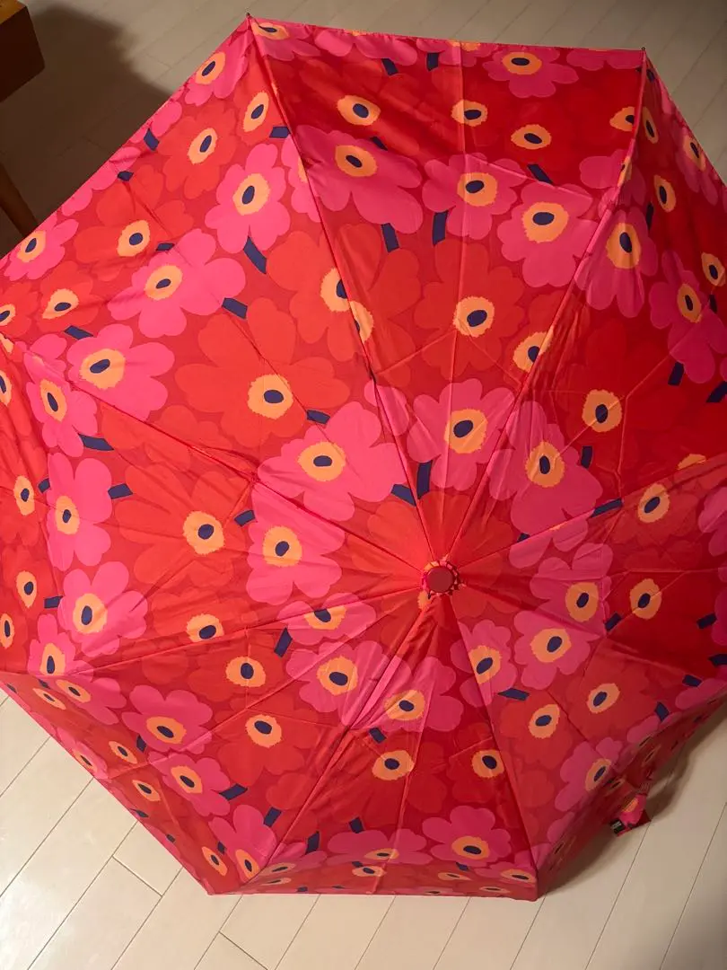 Marimekko 摺疊傘 紅色✕粉紅色 一鍵開合 的縮圖