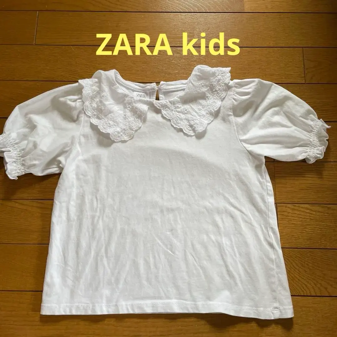 Thumbnail of ZARA Kids Girls White Blouse Short Sleeve T-shirt 130
