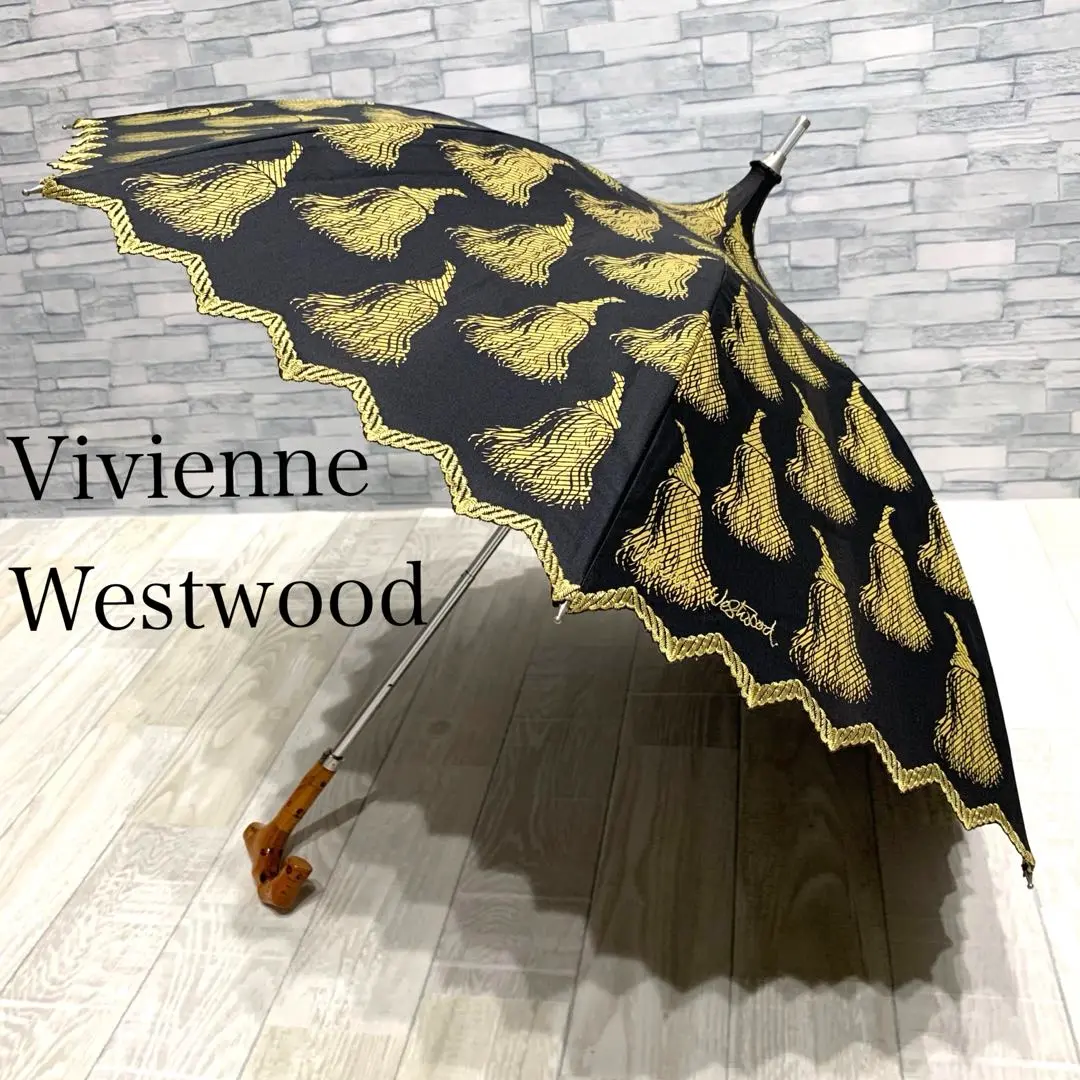 美品⭐︎ヴィヴィアンウエストウッド 日傘 パゴダ タケ柄 オーヴ 日傘 Vivienne Westwood ヴィヴィアンウエストウッド USED美品