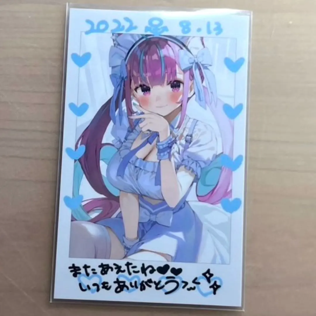 Thumbnail of Minato Aqua Hololive Cheki-style card Makaron Daitei Gao