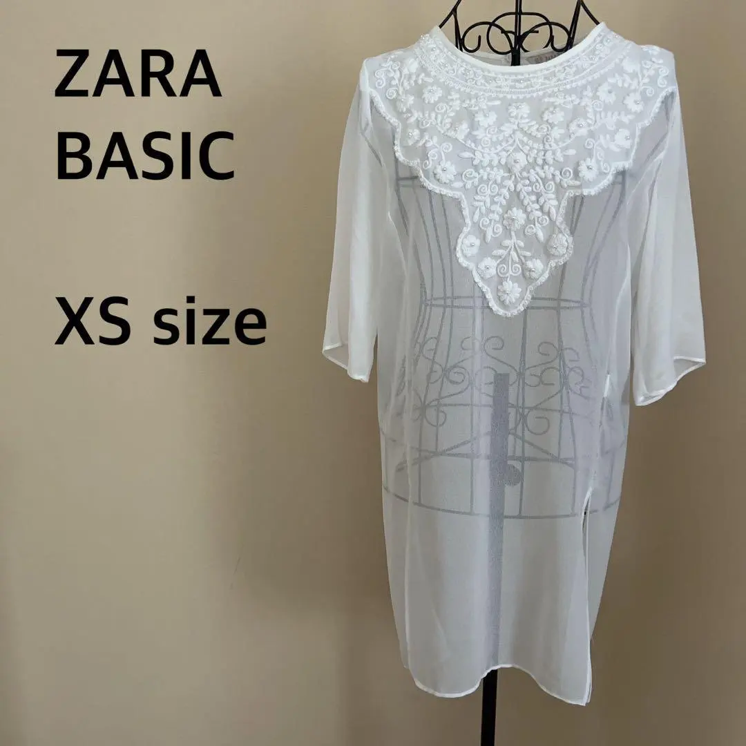 Thumbnail of [ZARA BASIC] Sheer Tunic / Lace / See-through / Five-sleeve / White