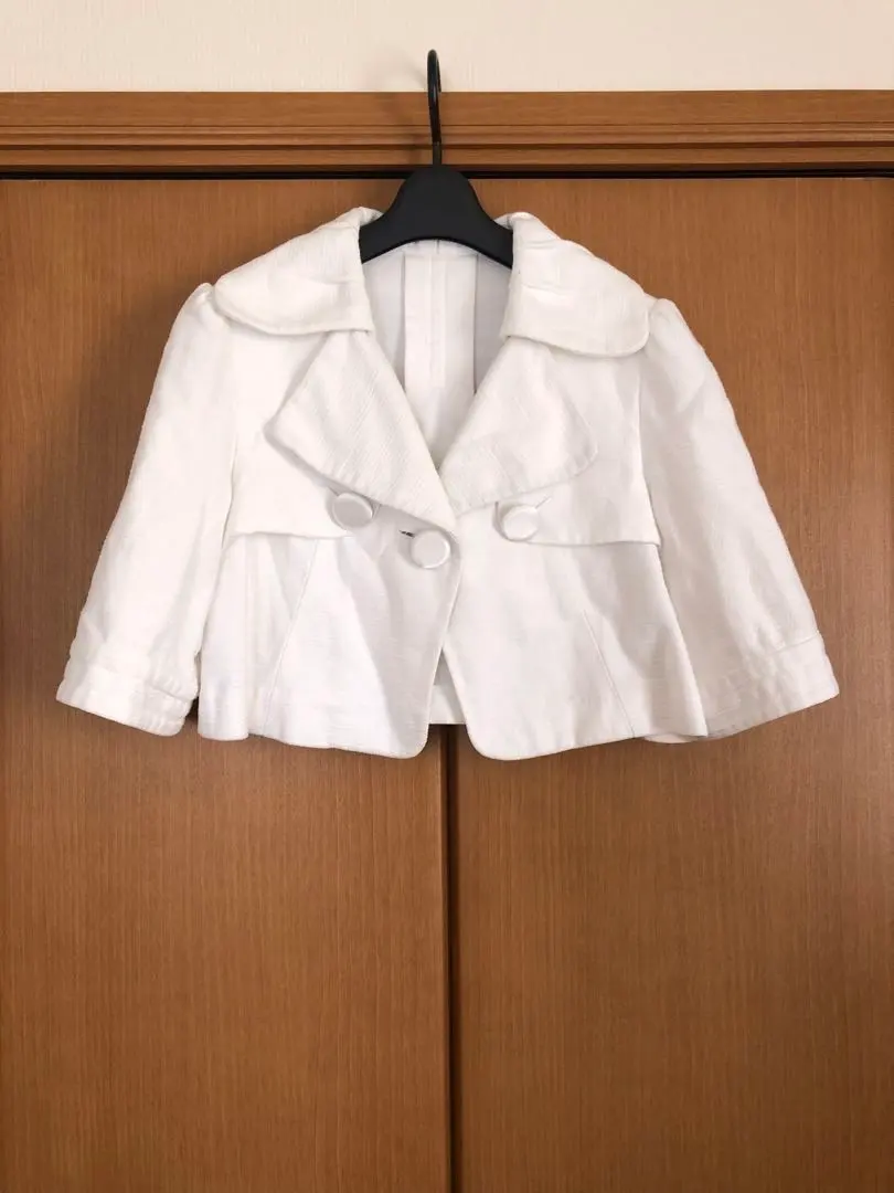 Thumbnail of White tailored short jacket with collar