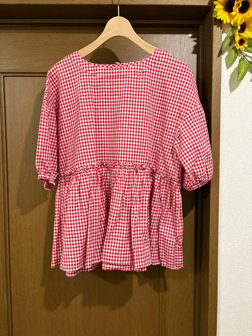 Thumbnail of SM2 Red and White Gingham Check Short-Sleeve Blouse