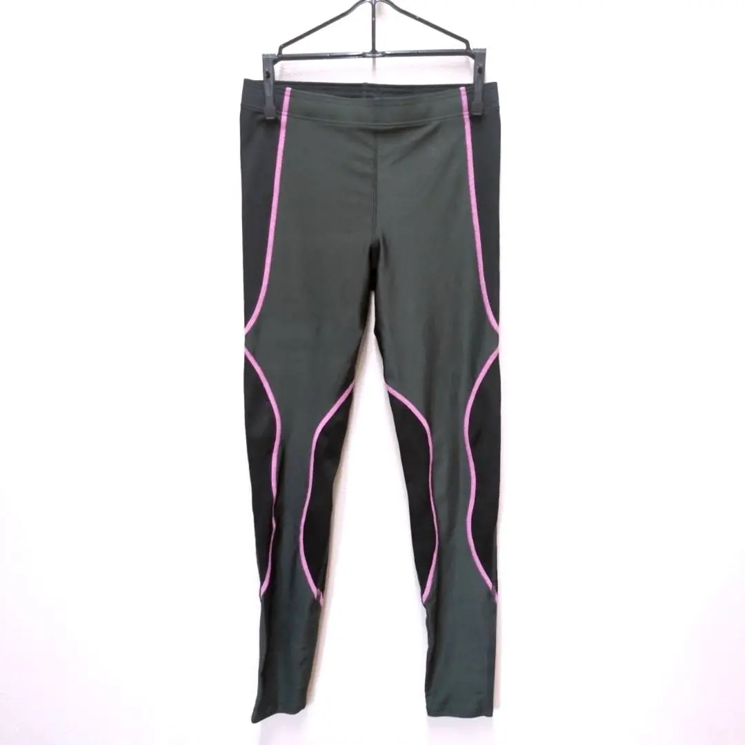 Thumbnail of CW-X Fitness Long Tights Dark Gray Black Pink Women's
