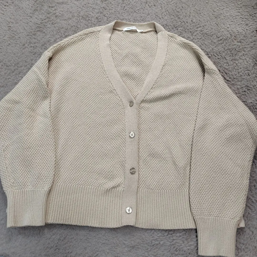 Thumbnail of American Holic Beige V-neck Knit Cardigan M
