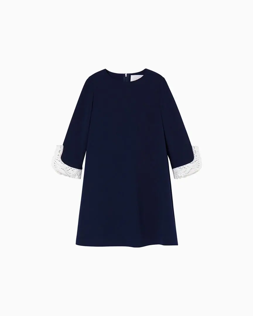 Mame kurogouchi マメクロゴウチ　キッズワンピース Lace Cuffs A-Line Kids Dress - purple - Mame Kurogouchi