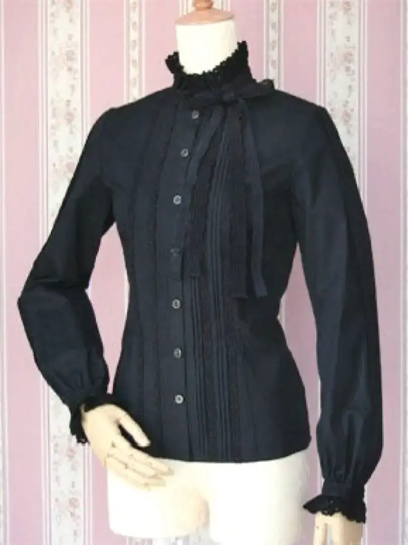 Victorian Maiden 姫袖シャーリングカットソー　黒 Victorian Maiden 姫袖シャーリングカットソー黒