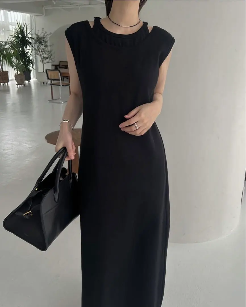 Thumbnail of willfully Layered Rib Dress Sleeveless Black