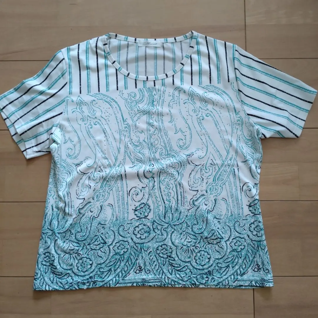Thumbnail of Short-sleeved T-shirt with stripes and decorative patterns