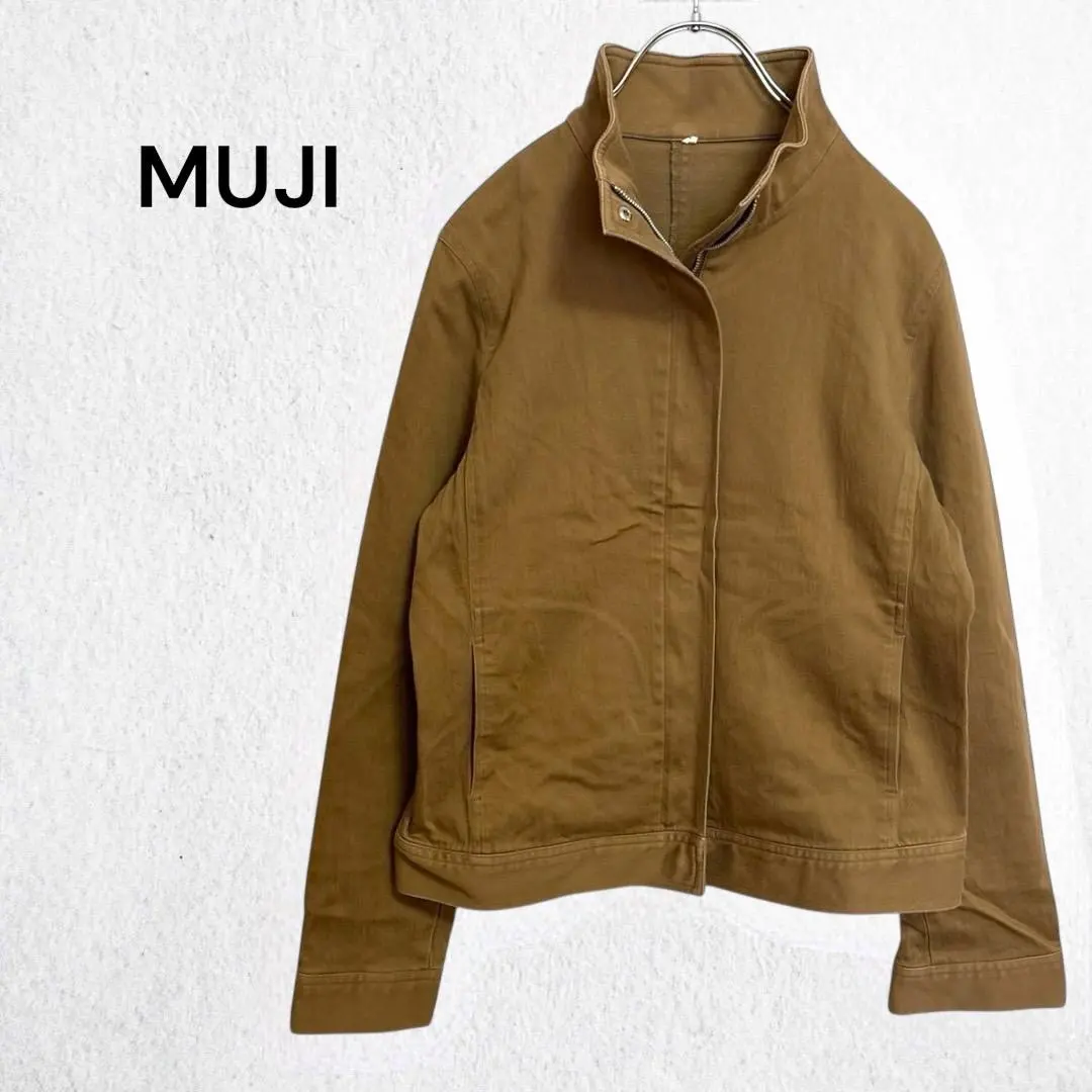 無印良品 夾克 立領 外套 棉混紡 隱藏式門襟 設計 彈性 的縮圖