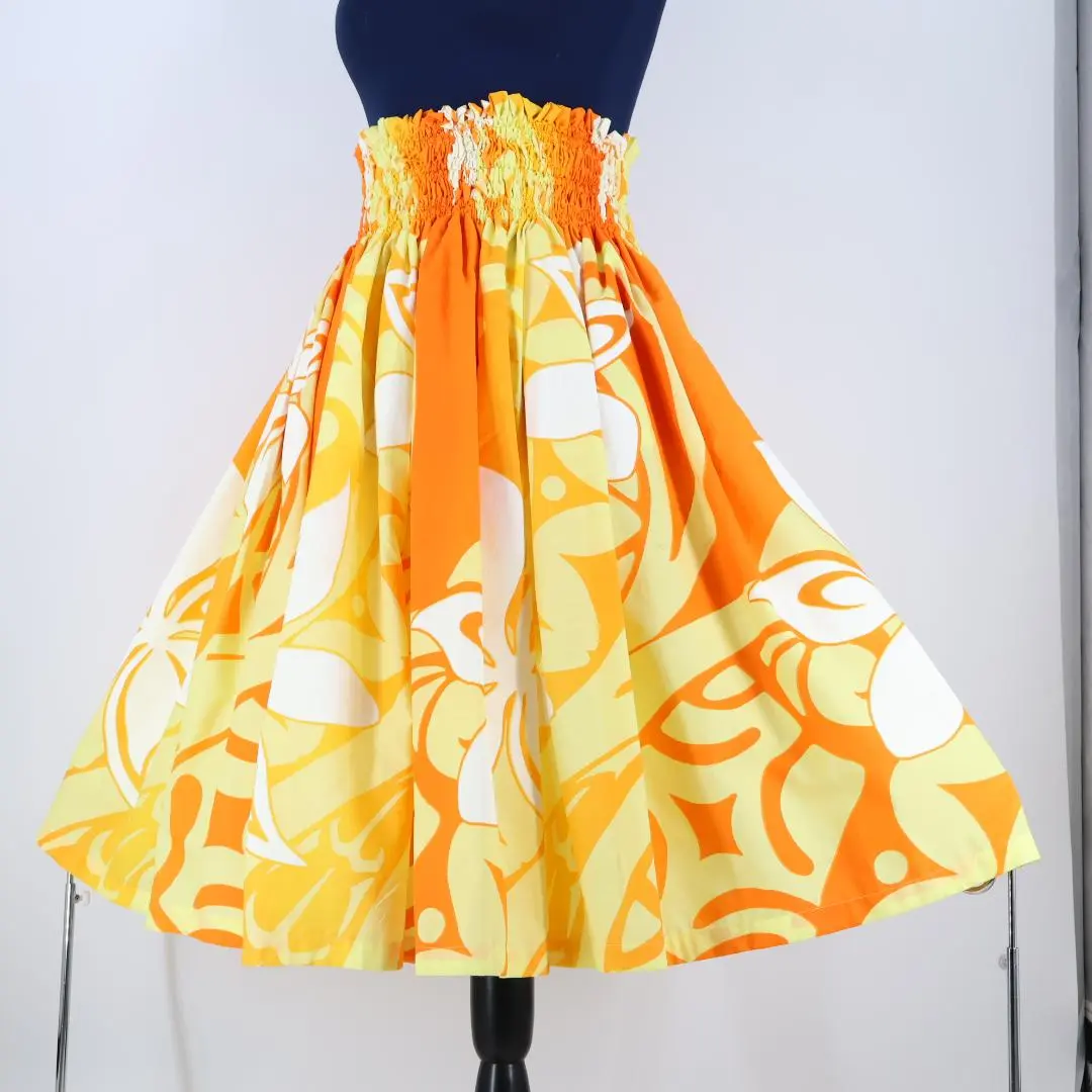 【美品 日本製 フラダンス衣装】ネイビー EKOLU EHIKU ワンピース 黄 美品 日本製 フラダンス衣装】ネイビー EKOLU EHIKU ワンピース