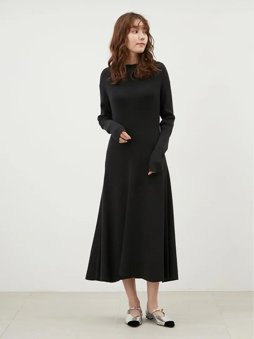 Thumbnail of Mila Owen Off-Shoulder Long Rib Knit Dress 09WNO245024