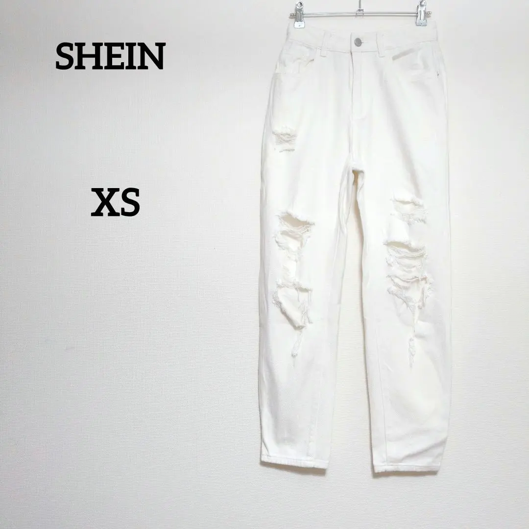 Thumbnail of SHEIN Damage Jeans Jeans Slate Denim Pants XS White