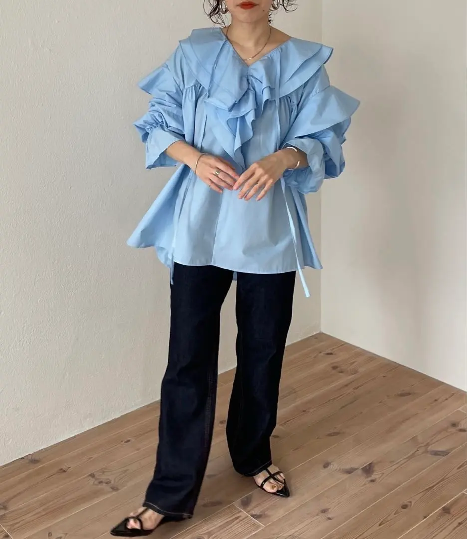 Thumbnail of wee9s Detachable Collar Style Big Collar Frill Blouse Tunic