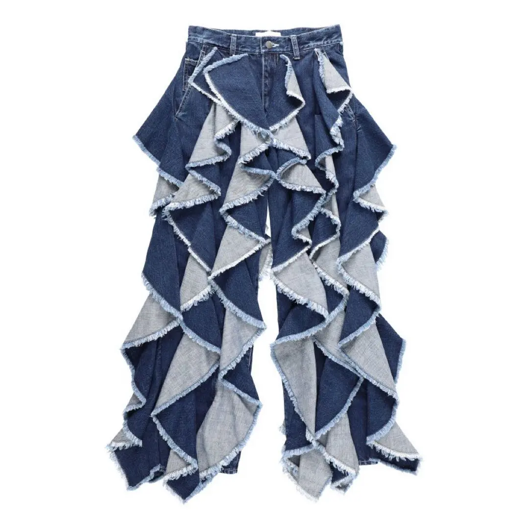 belper ラッフル デニム size2    ベルパー BELPER（ベルパー）のRUFFLE DENIM PANTS BLACK（デニムパンツ
