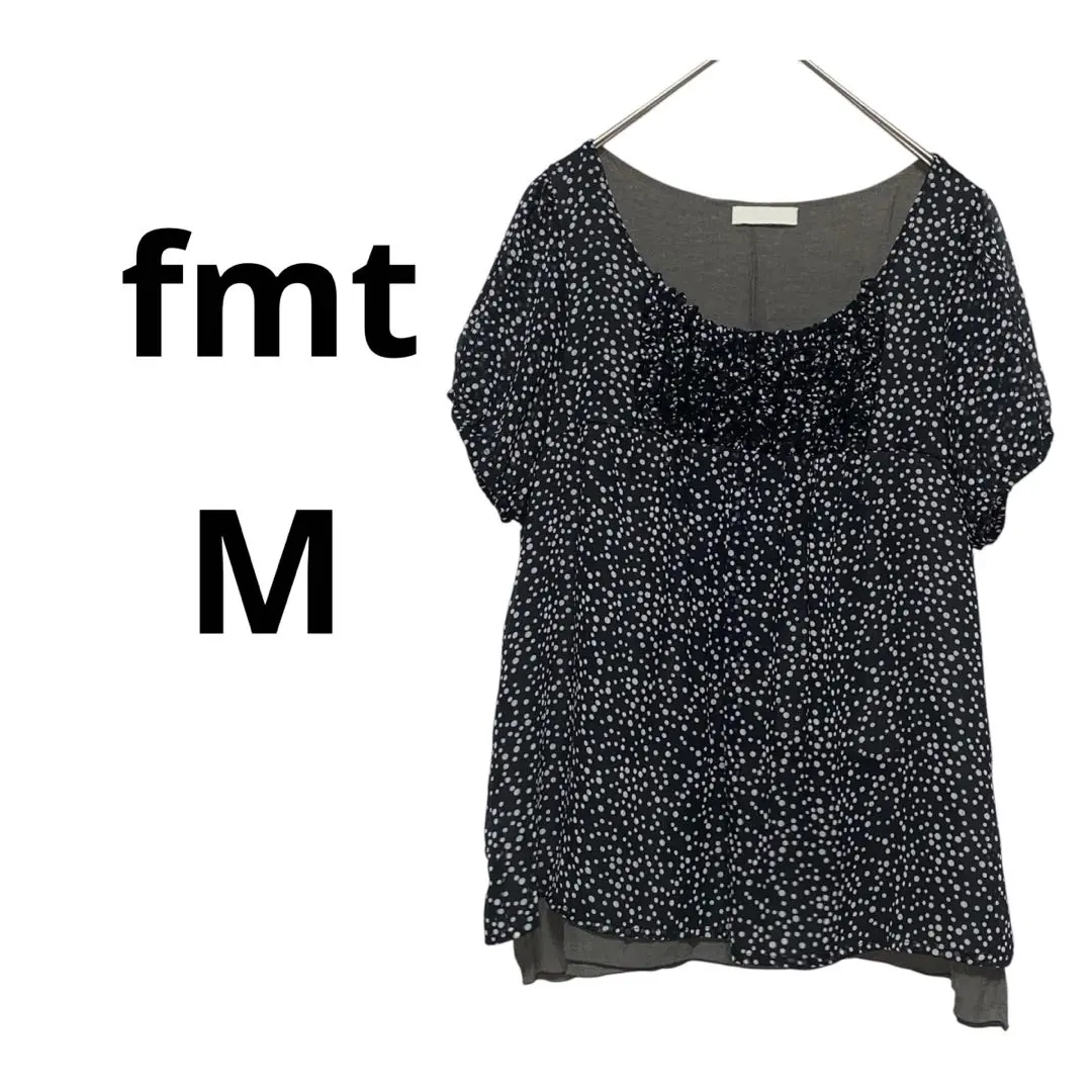 Thumbnail of fmt Dot Pattern Chiffon Blouse Black and White M Frill Short Sleeve Lined / 230