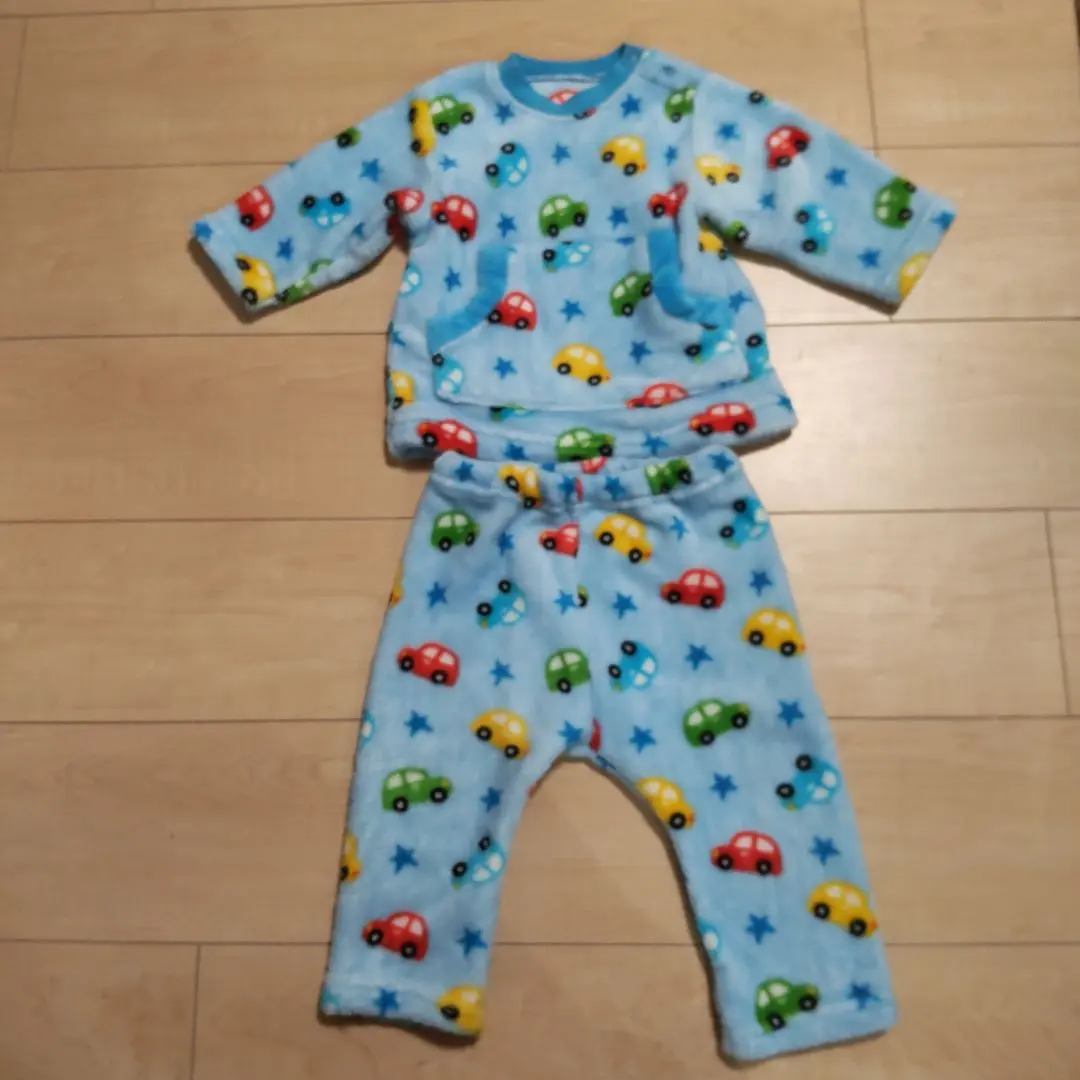 Thumbnail of Fleece Pajama Set, Light Blue, Watercolor Car Pattern, Size 80, Boy's