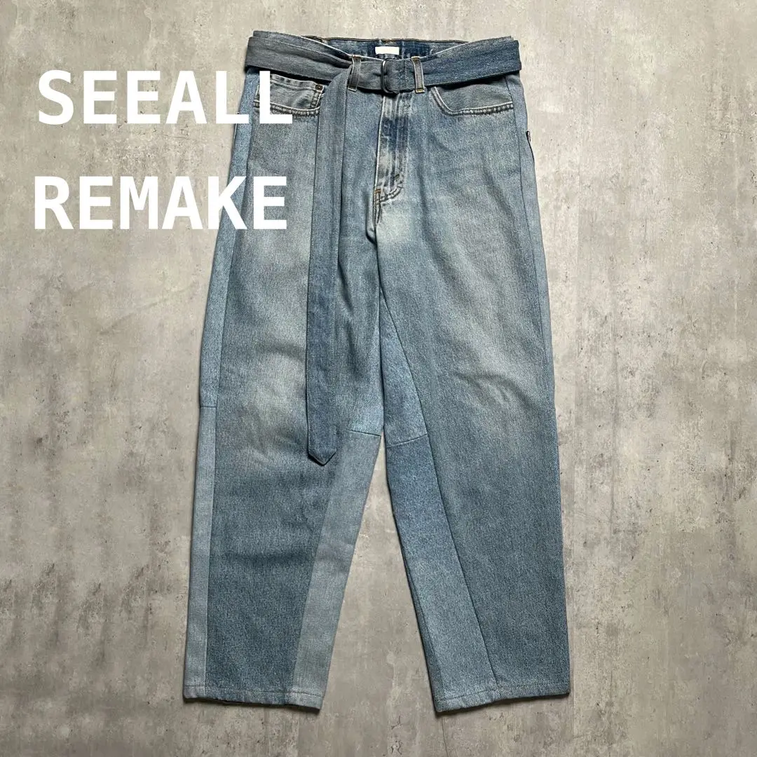 SEEALL Levi's再構築　デニム　ワイドストレート　ベルテッドデニム SEEALL Levi's再構築デニムワイドストレートベルテッドデニム