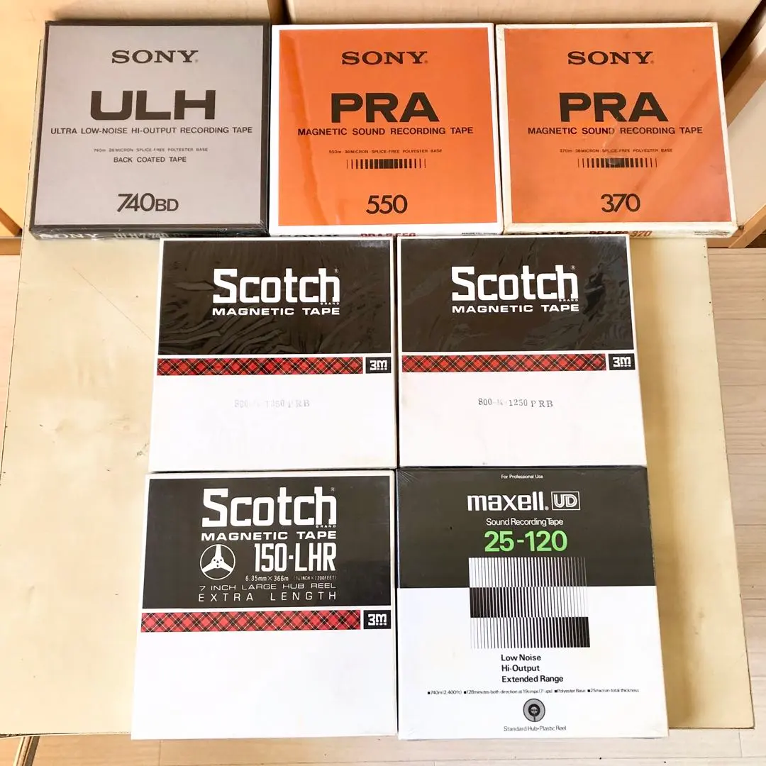 Thumbnail of Unused 7-inch open reel tapes, 7 pieces. SONY, Scotch, maxell.