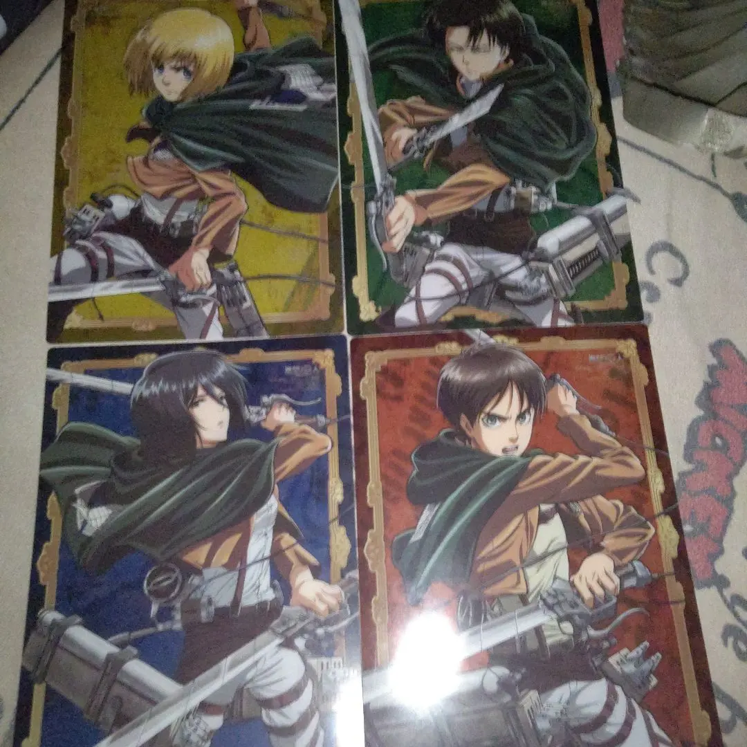 Thumbnail of Attack on Titan Animage bonus clear file Eren, Levi, Armin, Mikasa, 4 items