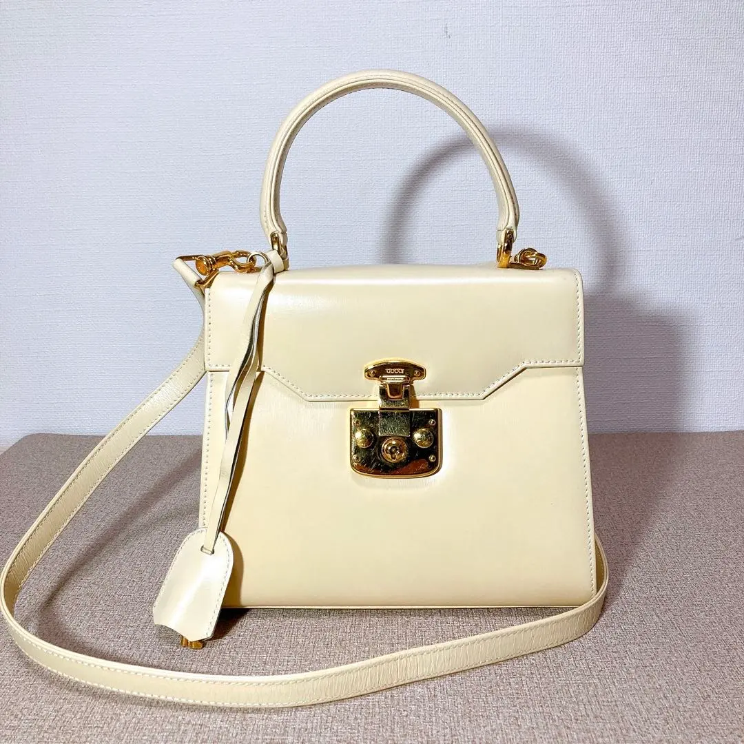 GUCCI Lady Lock 兩用肩背包 米白色 小牛皮 的縮圖
