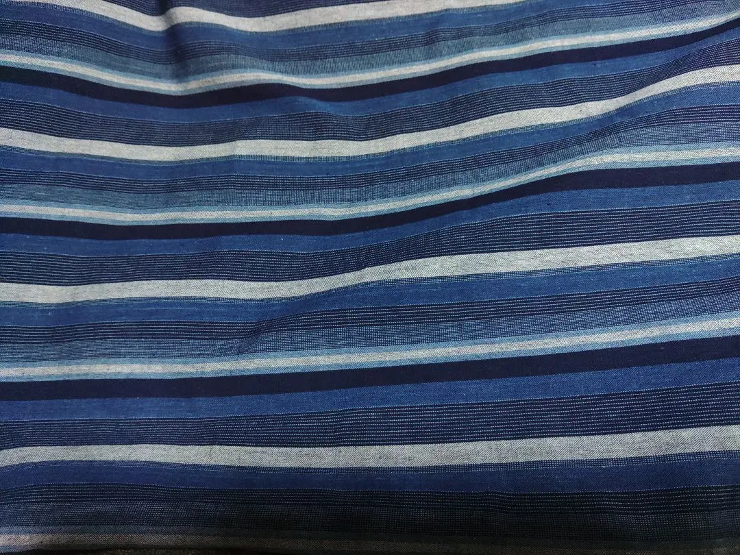 Thumbnail of Matsusaka cotton blue striped fabric, 145cm wide, M45